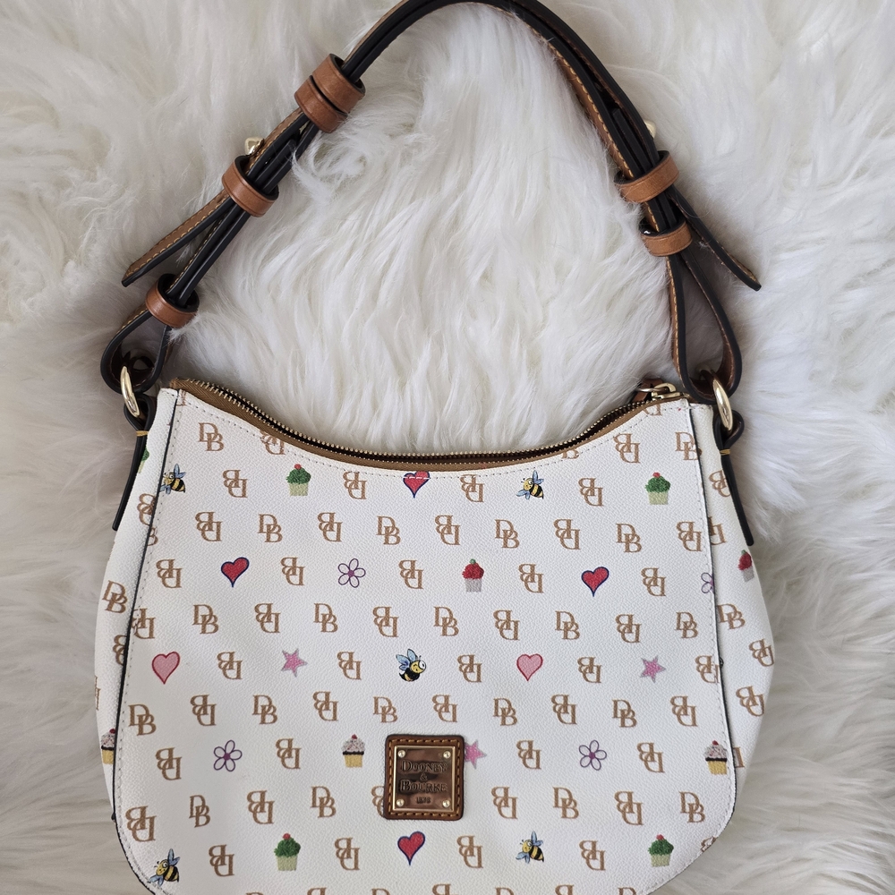 Dooney & Bourke White and Brown Patterned Women's Bag